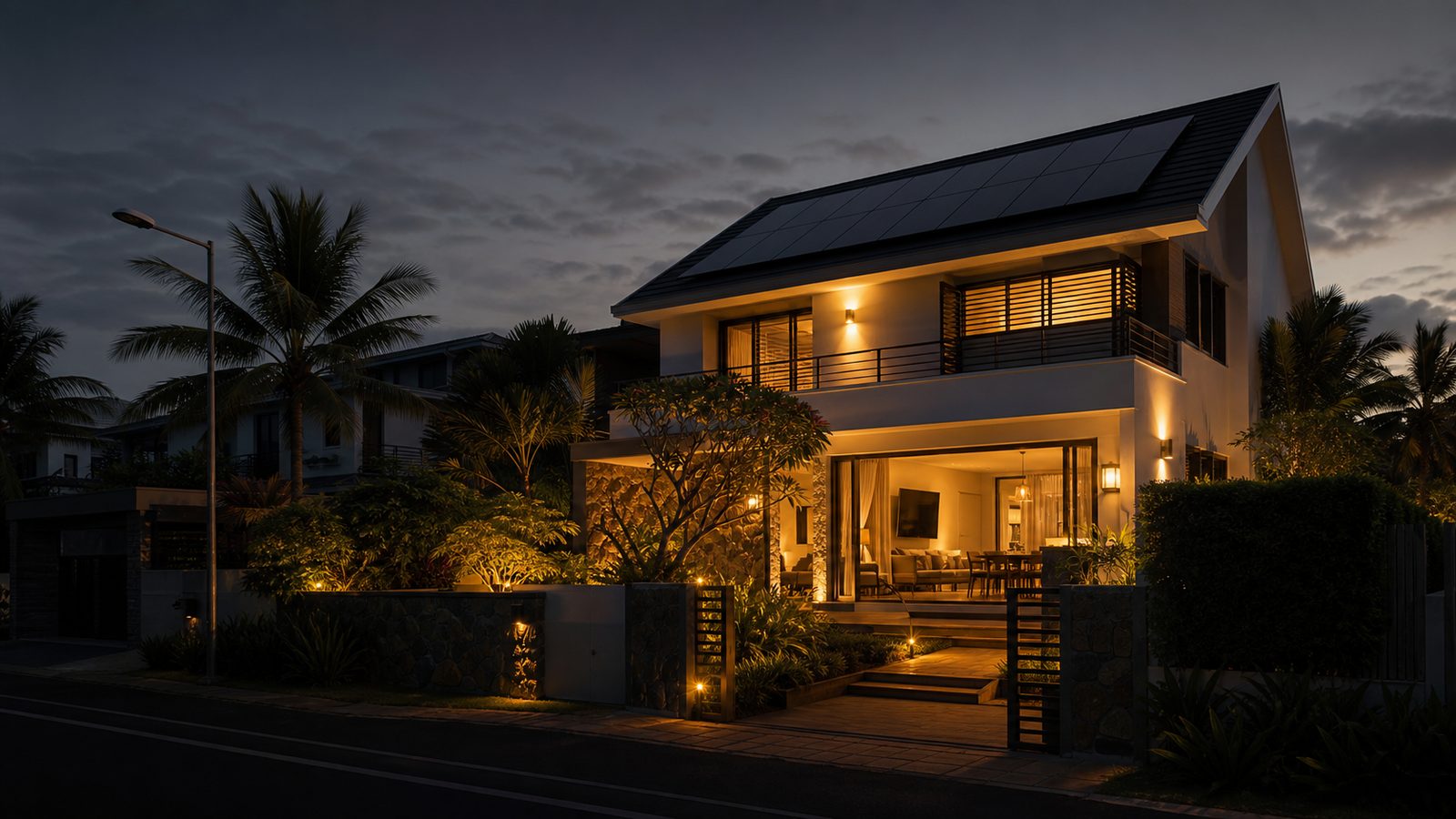 Solar backup evening home