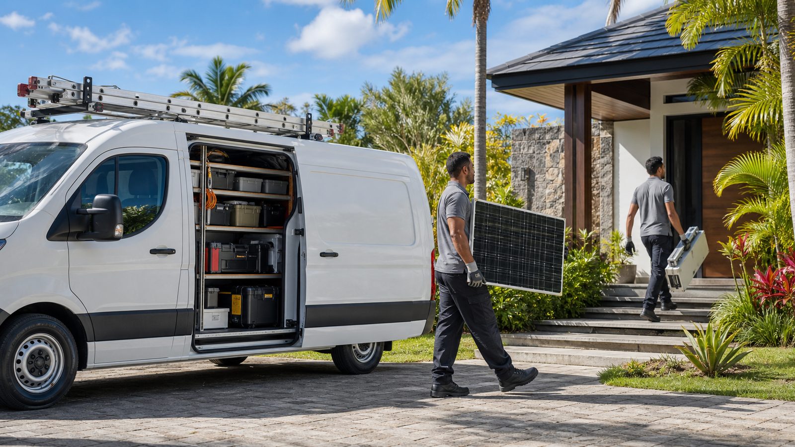 Solar team and service van