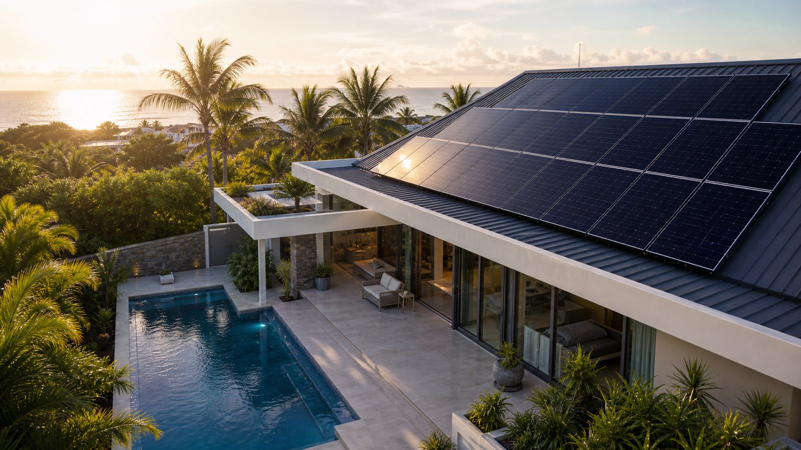 Completed luxury villa solar installation